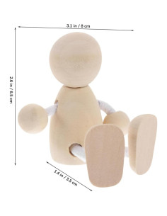 4 Muñecos de Madera DIY Tofficu 7.99x6.48 cm para Pintar 2