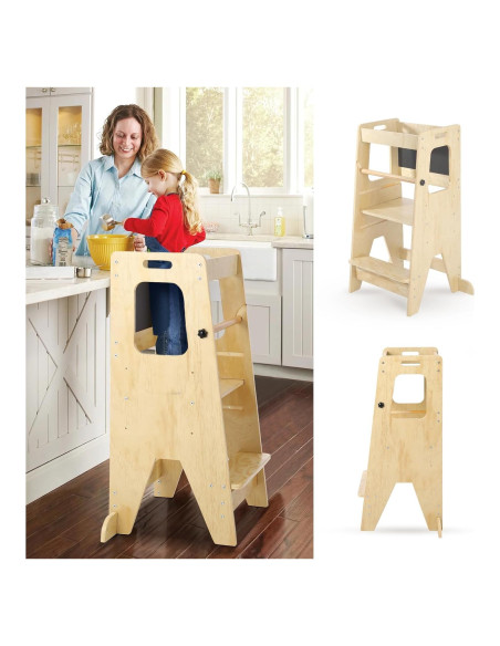 Taburete de Cocina para Niños PioneerWorks de Bambú Ajustable Taburete de Cocina para Niños PioneerWorks de Bambú Ajustable