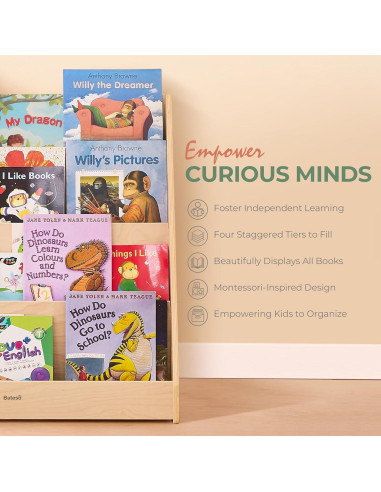 Estantería Montessori Bateso de Madera para Niños - 4 Estantes