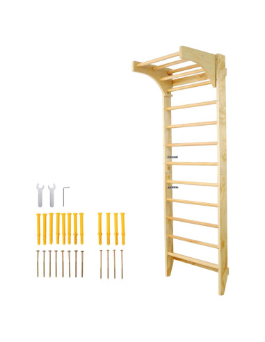 Escalera Sueca de Madera Gooamz con Barra Dominadas Ajustable