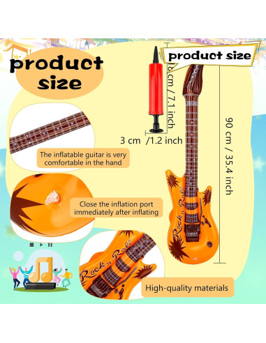 20 Guitarras Inflables 90 cm Octaday + Bomba de Aire Roja