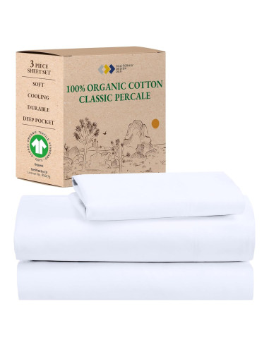 Conjunto de Sábanas Twin California Design Den 100% Algodón Orgánico