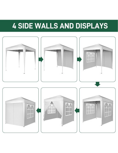 Carpa Plegable Instantánea Pinikuyiro 200x200 cm Blanca con Paredes