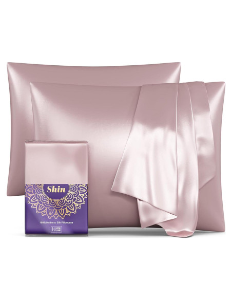 Funda de Almohada de Seda Pura 25 Momme Hyde Lane 2 Piezas Reina Rosa Funda de Almohada de Seda Pura 25 Momme Hyde Lane 2 Piezas Reina Rosa