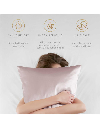 Funda de Almohada de Seda Pura 25 Momme Hyde Lane 2 Piezas Reina Rosa