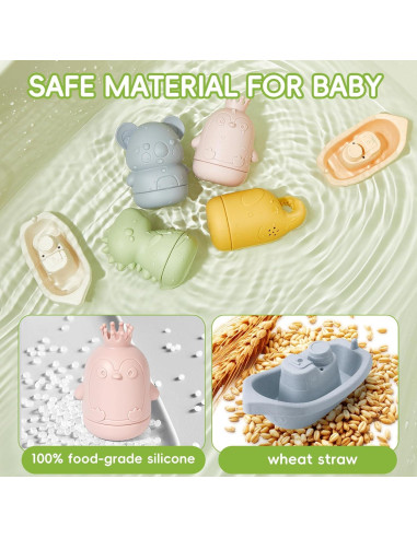 Juguetes de Baño Libres de Moho AMCHSURI 9PCS para Bebés