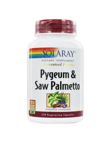 Cápsulas Vegetarianas Solaray Pygeum y Saw Palmetto 120 Unidades