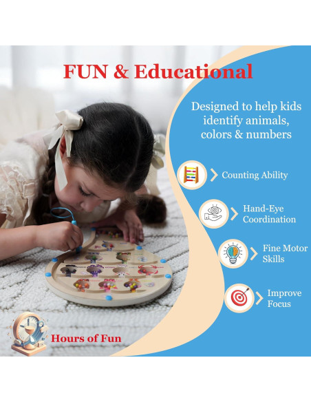 Laberinto Magnético de Madera Montessori 3 en 1 - Juguete Educativo para Niños de 3 a 6 Años Laberinto Magnético de Madera Montessori 3 en 1 - Juguete Educativo para Niños de 3 a 6 Años