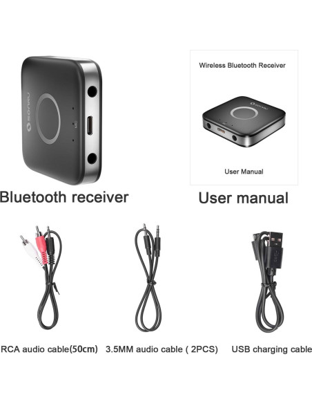 Adaptador Bluetooth 5.3 SONRU Receptor Audio Inalámbrico AUX Adaptador Bluetooth 5.3 SONRU Receptor Audio Inalámbrico AUX