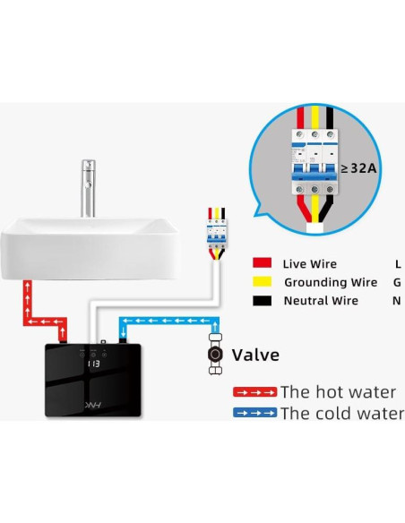 Calentador de Agua Eléctrico Sin Tanque HNK 3500W 110V Negro Calentador de Agua Eléctrico Sin Tanque HNK 3500W 110V Negro