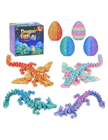 Juego de 4 Huevos de Dragón Articulados Minleway - Multicolor
