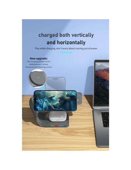 Cargador Inalámbrico 3 en 1 Sintesen para iPhone, Apple Watch y AirPods Cargador Inalámbrico 3 en 1 Sintesen para iPhone, Apple Watch y AirPods