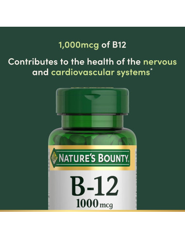 Suplemento de Vitamina B12 Nature's Bounty 1000 mcg 200 Tabletas