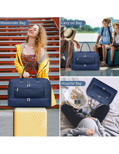 Bolsa de Viaje Grande para Mujeres - Duffle Azul Marino 35L