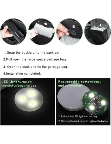 Basurero LED Inteligente BWBWND para Auto, Impermeable y Plegable