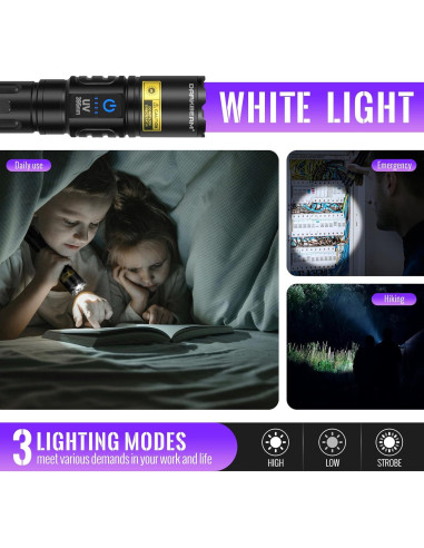 Linterna UV 395nm DARKBEAM Recargable USB LED 2en1