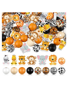 200 Perlas de Madera Animales Waydress para Manualidades