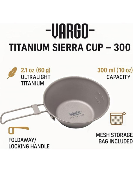 Taza de Camping Vargo 300 Titanio Ultraligera 300ml Taza de Camping Vargo 300 Titanio Ultraligera 300ml