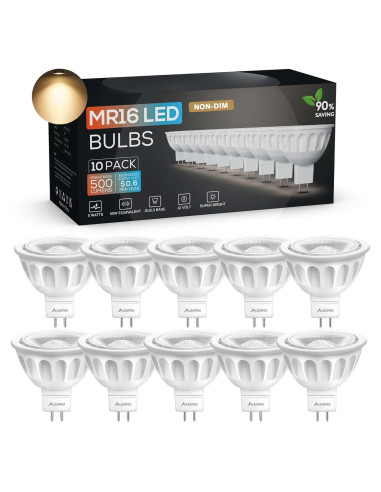 Bombillas LED MR16 Alexpex 10 Unidades 3000K 5W 500LM GU5.3