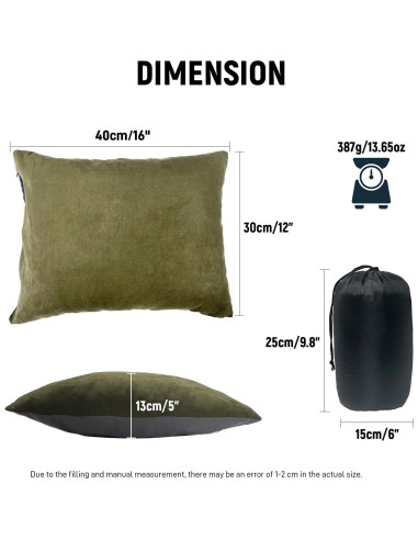 Almohada de Camping XFGSYXS Verde 40.6x30.5 cm Suave y Lavable