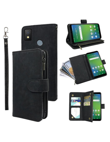 Funda de billetera Dibosom para Cricket Icon 4, cuero negro