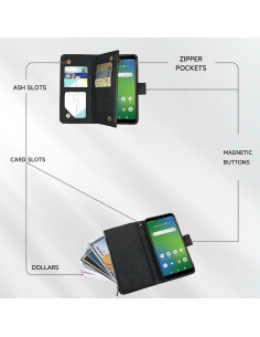 Funda de billetera Dibosom para Cricket Icon 4, cuero negro 2