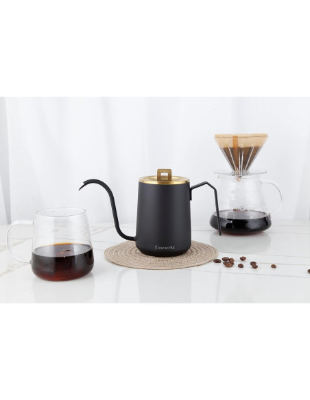 Tetera de Goteo Easyworkz 600 ml Acero Inoxidable Negro Tetera de Goteo Easyworkz 600 ml Acero Inoxidable Negro