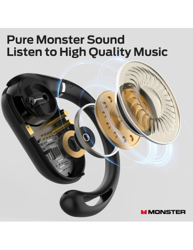 Auriculares Bluetooth Monster Open Ear AC322, 36H Batería, IPX5