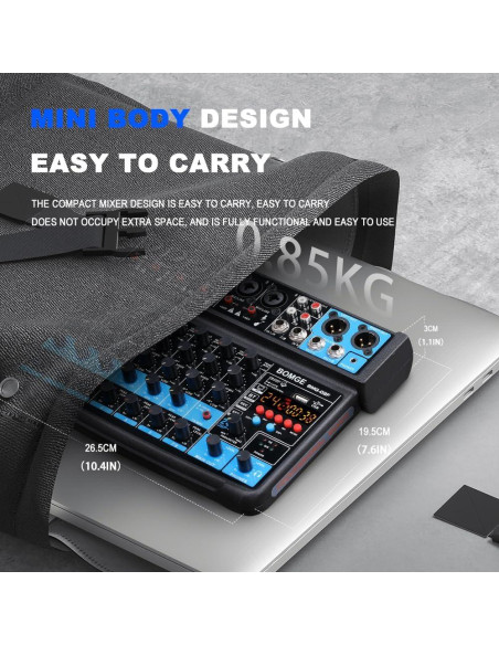 Mezclador de audio BOMGE 8 canales con Bluetooth y USB Mezclador de audio BOMGE 8 canales con Bluetooth y USB