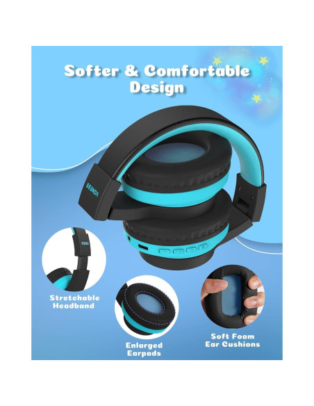 Auriculares Bluetooth para Niños Seenda JCH-01, 45H, Volumen 85dB Auriculares Bluetooth para Niños Seenda JCH-01, 45H, Volumen 85dB