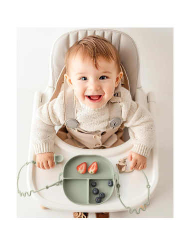 Plato de Silicona Andy Bear Azul con Ventosas y Cucharas