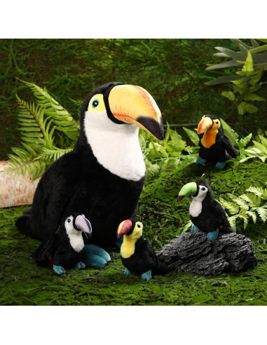 Juguete de Peluche Tucán Grande HyDren 36 cm con 4 Bebés