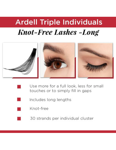 Pestañas Falsas Ardell Triple Individuales Sin Nudos Negras