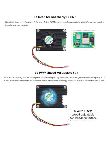 Ventilador de Enfriamiento 5V PWM para Raspberry Pi CM5 - Bajo Ruido