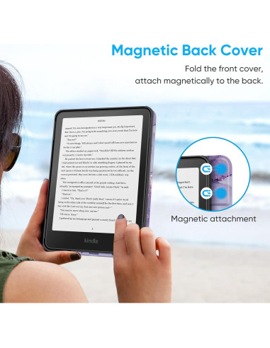 Funda Trifold Fintie para Kindle Paperwhite 2024 - Mármol Lila