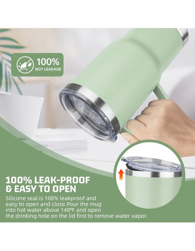 Taza Aislada de Acero Inoxidable YEBTS Vida 0.57L Verde