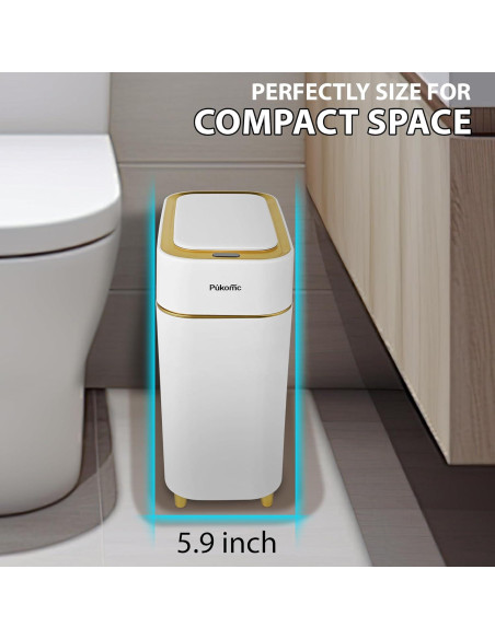 Basurero Automático Pukomc 9L Blanco y Dorado con Sensor Basurero Automático Pukomc 9L Blanco y Dorado con Sensor