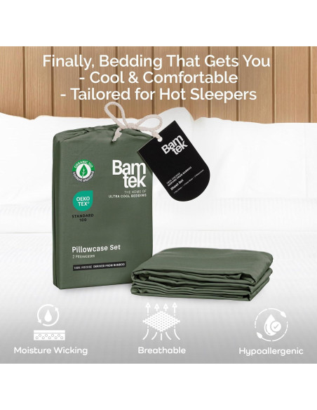 Juego de Fundas de Almohada Queen Bamtek 100% Viscosa de Bambú Juego de Fundas de Almohada Queen Bamtek 100% Viscosa de Bambú