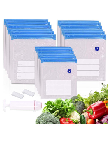 Bolsas Sous Vide Reutilizables NexLevVac 21 Pcs 20x23cm 25x28cm 25x34cm