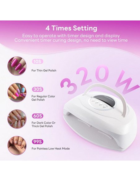 Lámpara de Uñas UV 320W Timpou con 84 LEDs y Temporizador Lámpara de Uñas UV 320W Timpou con 84 LEDs y Temporizador