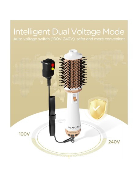 Cepillo Secador Doble Voltaje Plavogue PV222 Oro Blanco 380g Cepillo Secador Doble Voltaje Plavogue PV222 Oro Blanco 380g