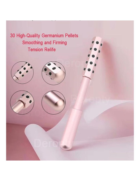 Rodillo de Masaje Facial HyyMe con 30 Piedras de Germanio Rosa Rodillo de Masaje Facial HyyMe con 30 Piedras de Germanio Rosa