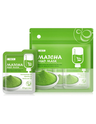 Mascarilla Facial de Té Verde Matcha BEUKING 12 Piezas Hidratante