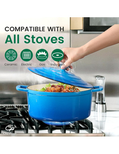 Olla de Hierro Fundido Chef Power 5QT Enameleda Azul