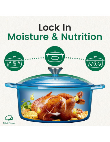 Olla de Hierro Fundido Chef Power 5QT Enameleda Azul