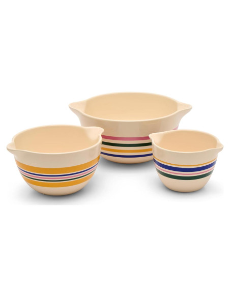 Juego de 3 Tazones de Mezcla Cerámicos Gran Jones Rayados Juego de 3 Tazones de Mezcla Cerámicos Gran Jones Rayados