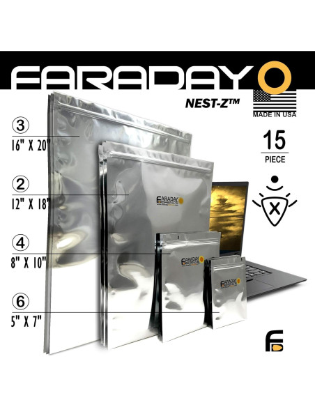 Kit de 15 Bolsas Faraday NEST-Z - Protección EMP Grado Militar Kit de 15 Bolsas Faraday NEST-Z - Protección EMP Grado Militar