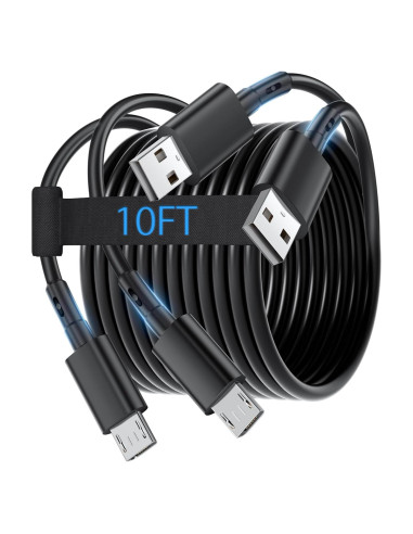 Cable Micro USB SCOVEE 3m para PS4 y Xbox One - 2 Paquetes