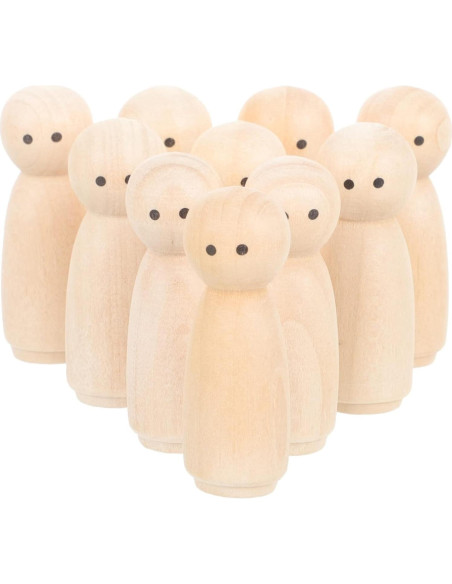 Muñecos de Madera MAGICLULU 10 Piezas para Manualidades DIY Muñecos de Madera MAGICLULU 10 Piezas para Manualidades DIY