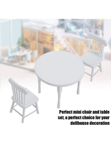 Juego de Muebles para Casa de Muñecas Vbestlife - Mesa y 2 Sillas Miniatura